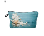 Bestjia Zipper Closure Hanging Hole Cosmetic Bag Polyester Seashell Starfish Print Large Capacity Toiletry Bag for Vacation - 8