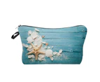 Bestjia Zipper Closure Hanging Hole Cosmetic Bag Polyester Seashell Starfish Print Large Capacity Toiletry Bag for Vacation - 8