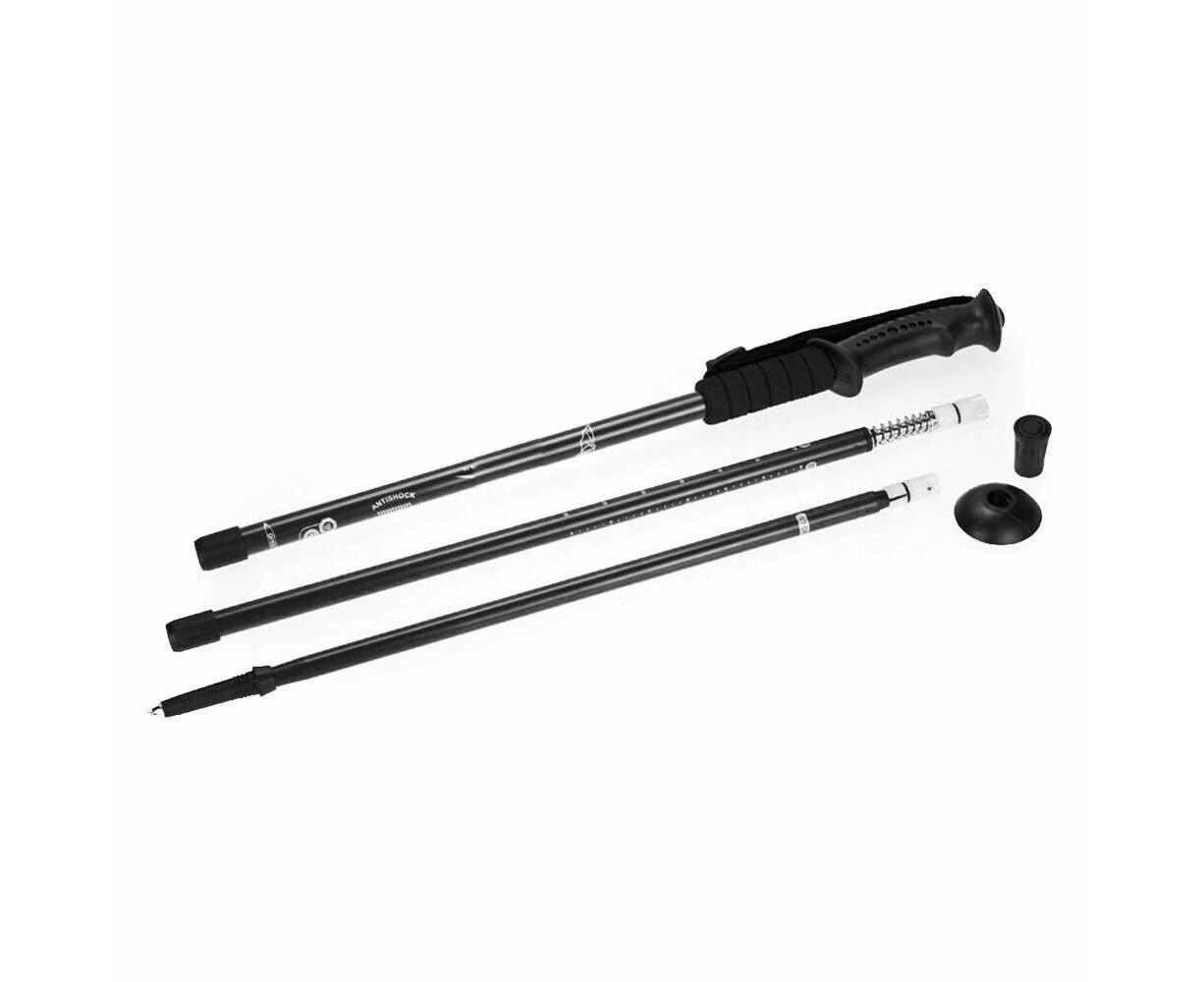 2x Hiking Trekking Poles Walking Stick Adjustable Camping Black Lightweight