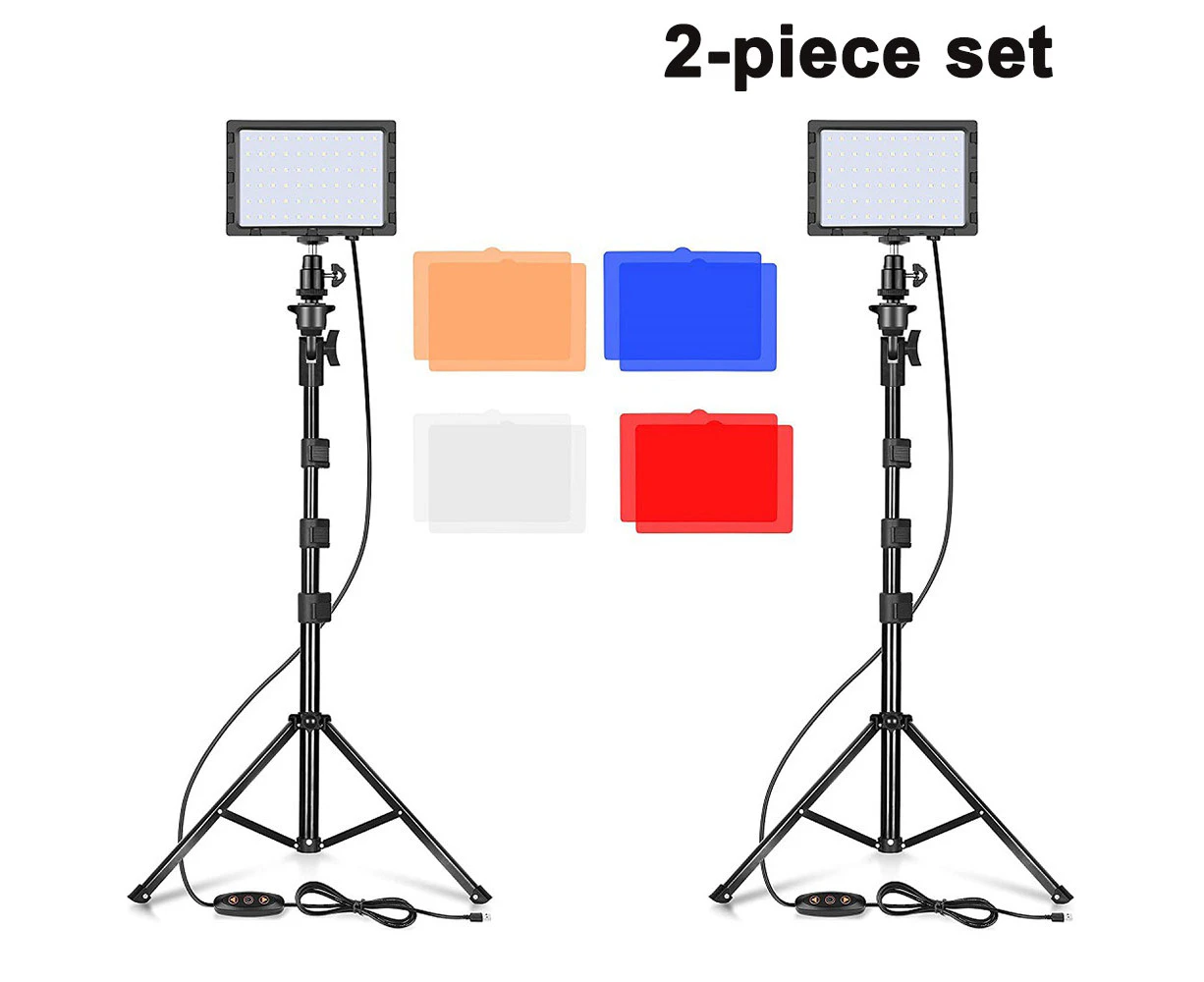 2-piece Set LED Video Light Photography Lighting Kit Studio Panel Key Lights for Video Recording