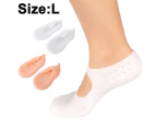 4Pcs White+Skin Color Silicone Anti-Crack Socks Foot Cover-L Size