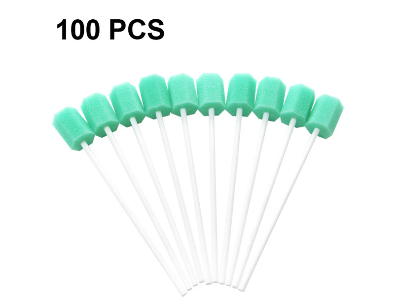 100 pcs Oral Care Swabs - Tooth Cleaning Mouth Toothette Oral Sponge Swabs Unflavored