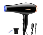 Ac Motor Professional Hair Dryer, Ceramic Technology, Black,Hair Salon Blue Light Frequency Conversion Strong Wind Send 3+ Clip