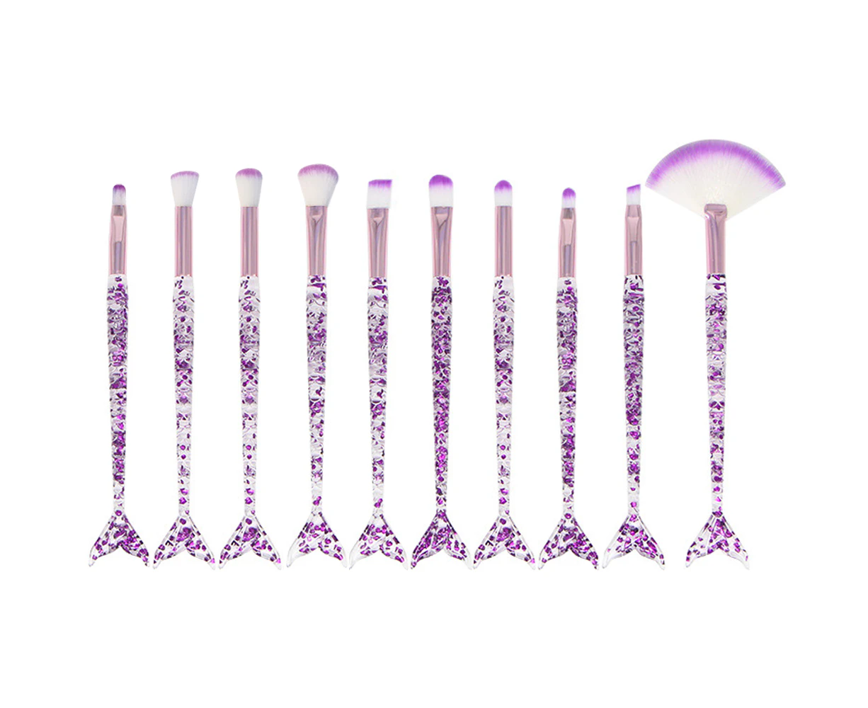 Girls Makeup Brushes,Portable Sparkly Kids Makeup Brushes For Girl And Mermaid Gifts For Women Purple