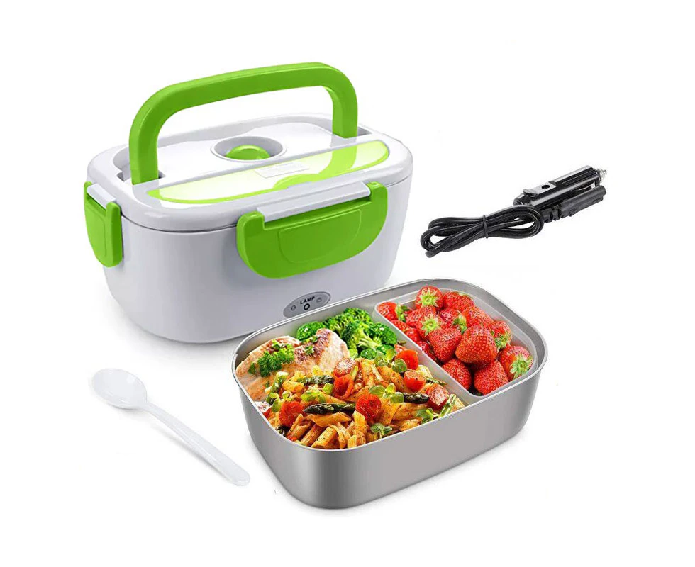 Portable Electric Car Plug Heating Container Heat Lunch Box Bento Food Warmer 12V - 24V 40W Green