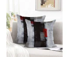 Set of 2 Red Pillows 18x18 Modern Abstract Art Decorative Pillows Black White