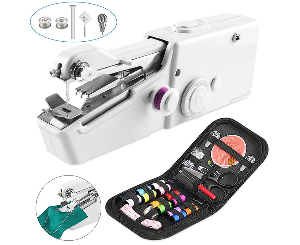 Hand Sewing Machine Mini Handheld Sewing Machine Portable Mini Electric Sewing Machine for Clothes Fabric Curtain DIY Household