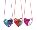 Bestjia Kids Girl Dual Color Sequins Heart Shape Shoulder Bag Coin Purse Small Handbag - Turquoise+Silver