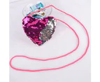 Bestjia Kids Girl Dual Color Sequins Heart Shape Shoulder Bag Coin Purse Small Handbag - Turquoise+Silver