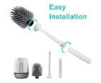 Silicone Toilet Brush with Holder Set Toilet Bowl Brush for Bathroom No Scratch Soft Toilet Cleaner Brush Wall Mounted Grey