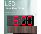 Smart Digital Alarm Clock, Small Clock With Snooze, Dimmable, Temperature, Date, 12/24 Hours, Red