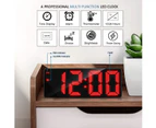 Smart Digital Alarm Clock, Small Clock With Snooze, Dimmable, Temperature, Date, 12/24 Hours, Red