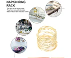 Handmade Round Mesh Napkin Ring Holder Dining Table Party Daily Set Of 6 - Gold