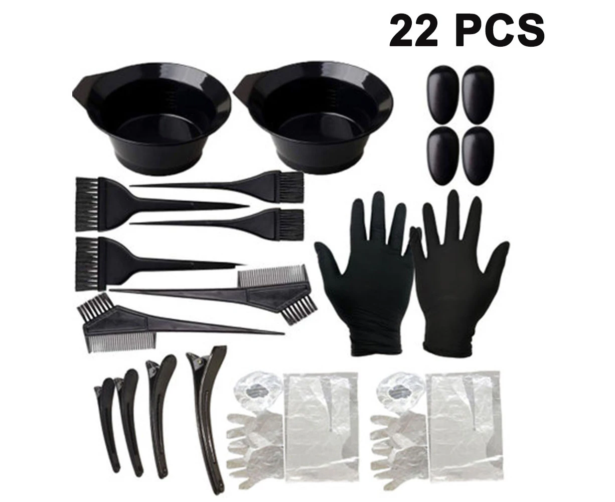 22Pcs Hair Dye Coloring Kit Diy Salon Hair Coloring Bleaching Hair Dryers Hair Dye Tools Hair Tinting Bowls Dye Brush Ear Cover Gloves Hair Clips Are Inclu