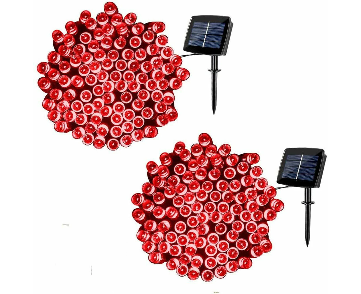 Christmas Solar String Lights 72Ft 200 Led 8 Modes Solar Fairy Outdoor String Lights For Garden Patio Party Wedding And Ect. (Red)-2 Pack,Red