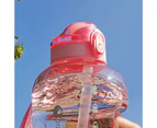 1500ml/2200ml Water Jug Broken Resistant Scale Design Portable BPA Free Sports Water Bottle for Outdoor Sports-Pink-M