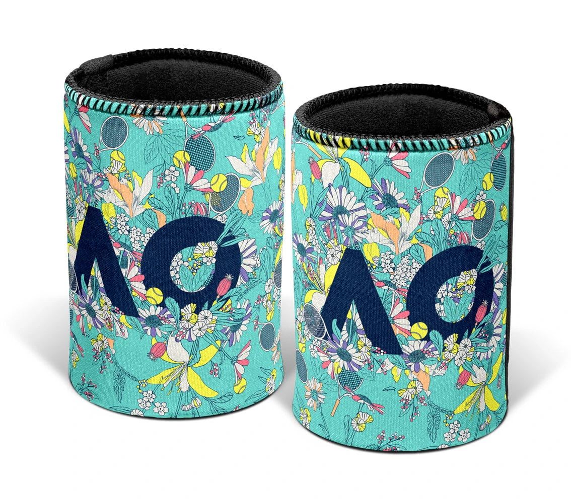 Australian Open Tennis Floral Neoprene Can Cooler Stubby Holder