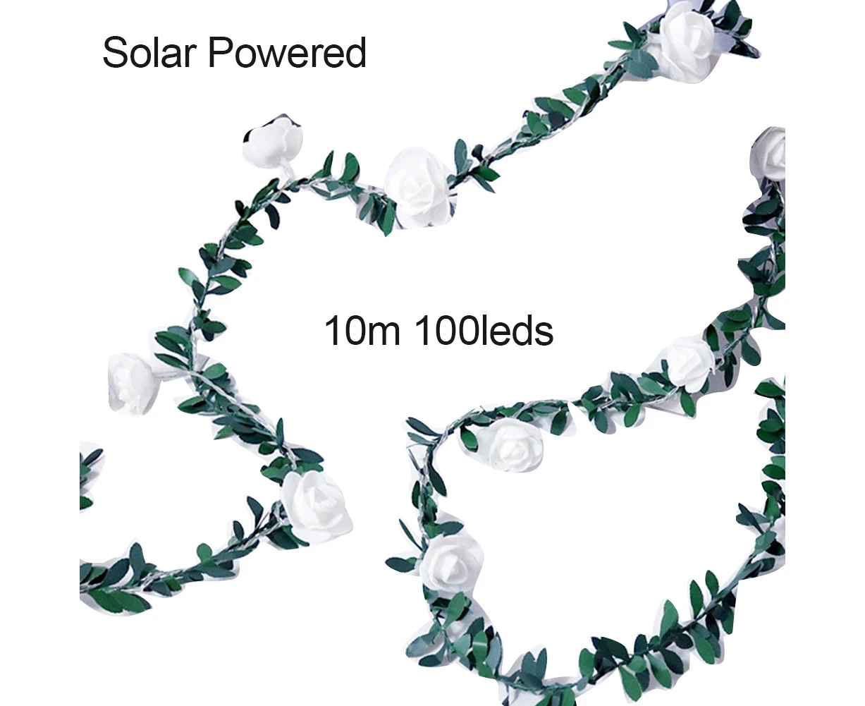 Knbhu Simulation Leaf Garland USB Battery Solar Power Copper String Light Xmas Decor-10M Solar Powered