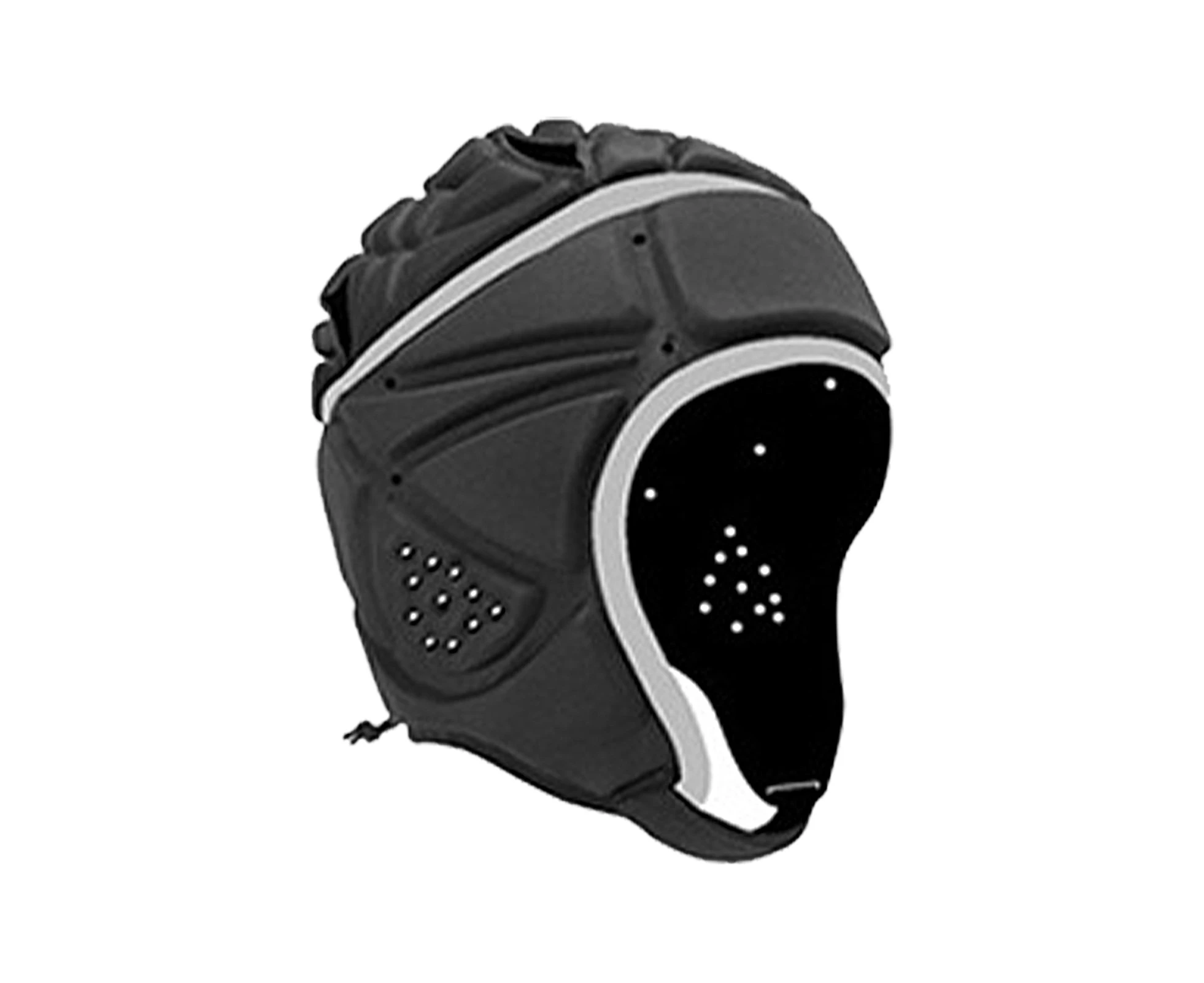 qu Goalkeeper Helmet with Adjustable Buckle Shock-proof Breathable Damping Function Head Protector for Sports-Black