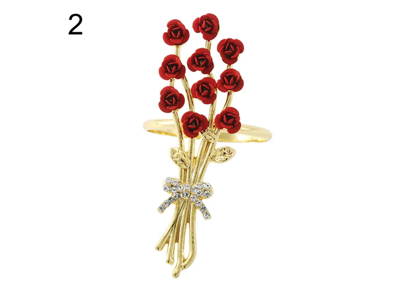 Napkin Ring Delicate Romantic Alloy Love Themed Rhinestone Embedded Napkin Holder for Valentine's Day-2