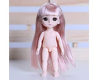 17cm BJD Doll 13  Movable Joints Black Eyes Colored Hair Plastic Girl Naked Doll Body Clothes Changing Toy for Gift- 3,17cm