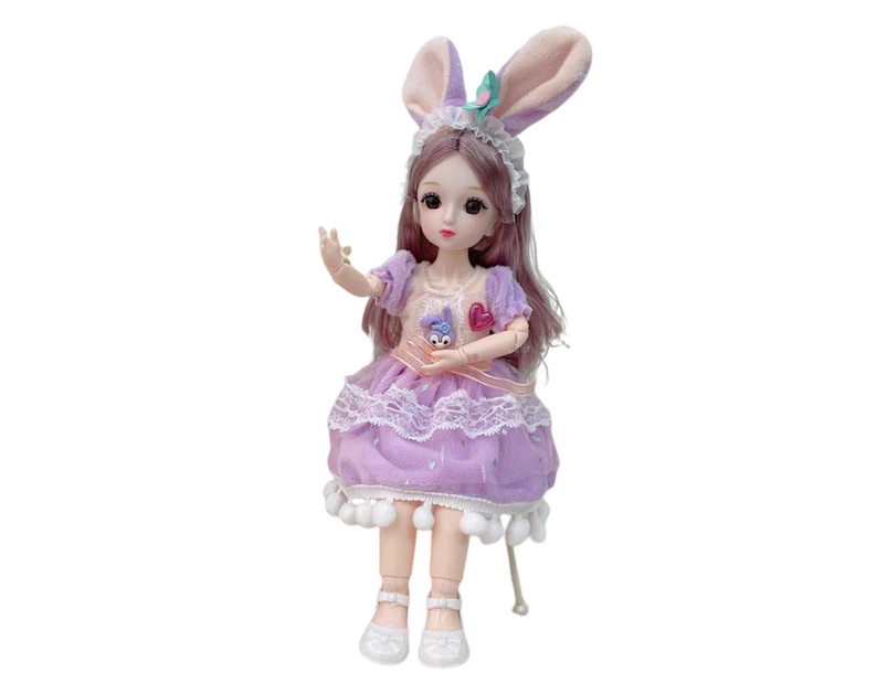30cm BJD Doll with Clothes 23 Joints Movable Big Eyes Colored Long Hair Replaceable Changing Clothes Doll Body Play House Toy for Gifts- M,11