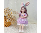 30cm BJD Doll with Clothes 23 Joints Movable Big Eyes Colored Long Hair Replaceable Changing Clothes Doll Body Play House Toy for Gifts- M,11