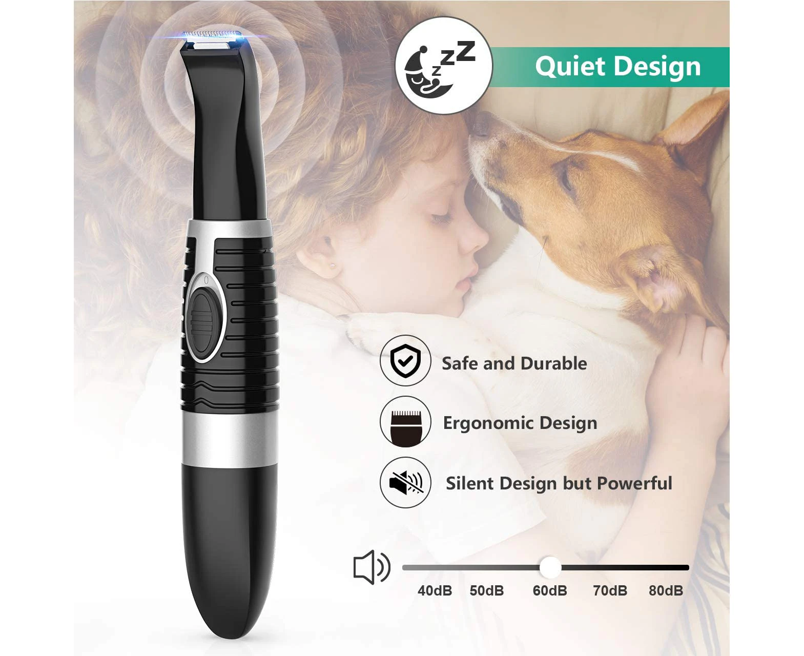 Dog Grooming Clippers,Cordless Small Pet Hair Trimmer,Low Noise for Trimming Dog's Hair Around Paws, Eyes, Ears, Face