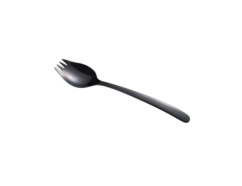 Oraway Noodles Fork 2 in 1 Non-stick Stainless Steel No Rough Edges Portable Salad Spork for Home - Black