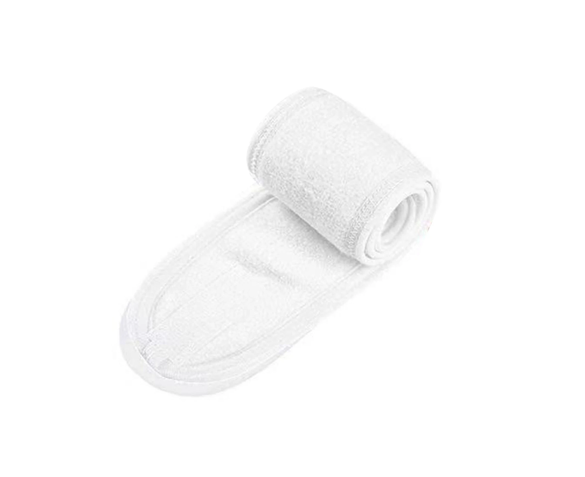 Solid Color Sweat Absorbing Towel Headband Flannel Fastener Tape Spa Facial Headband Hair Accessories - White