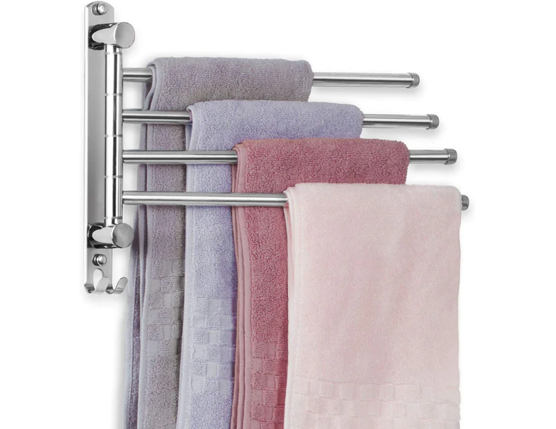 180° Rotating Towel Hanger 4 Arm Stainless Steel Bath Towel Hanger