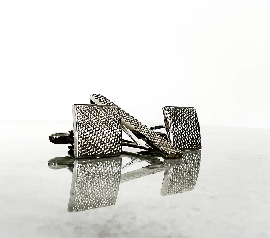 Executive Textured Cufflinks And Tie Clip | Luxury Cufflinks and Tie Clip