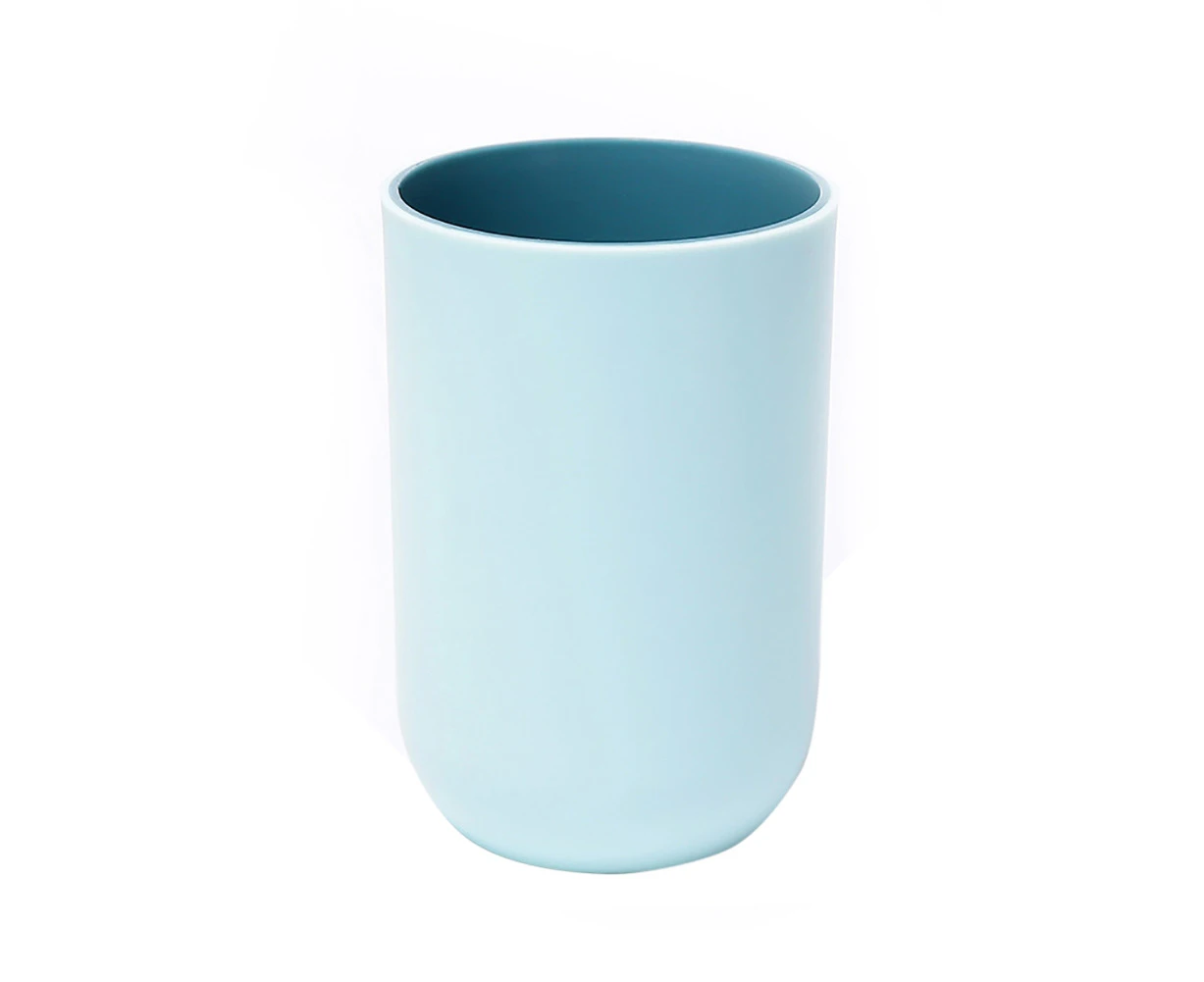 Portable Double Layers Non-slip Toothbrush Holder Couple Water Cup Drinking Mug-Light Blue