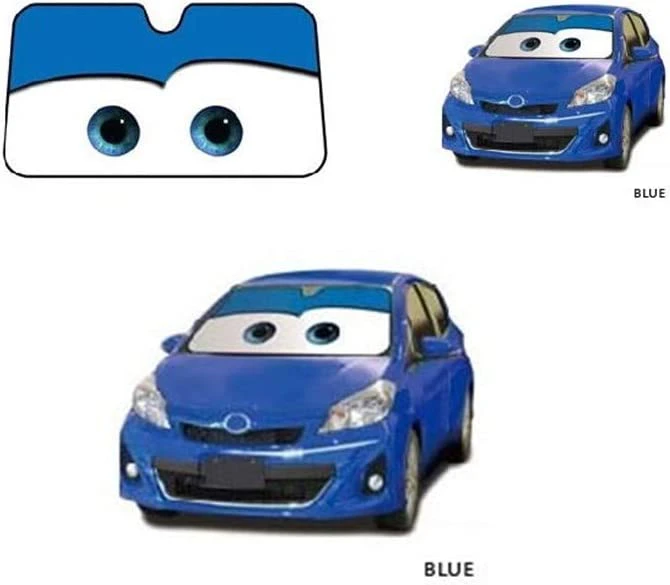 Car Windshield Sun Shade Cartoon Eyes Front Car Sun Shade Visor Vehicle Accessories Black - Blue