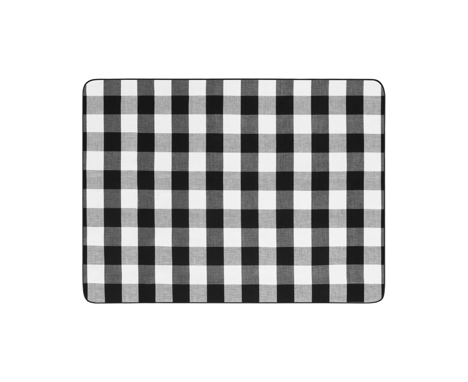 Picnic Blanket Extra Large Soft Rug Waterproof Mat Outdoor Camping Faux Linen Black and White Checker - Black and White Checker