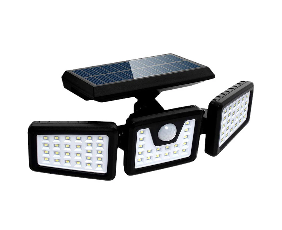 3 Head Solar Flood Light Motion Sensor Outdoor Garden Wall Security Lamp-74 Beads Lights