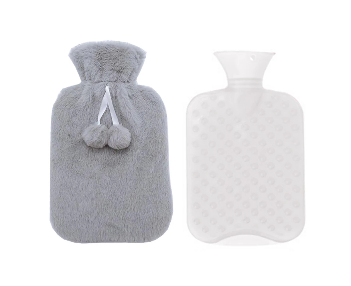 Hot Water Bottle (2 Liter), for Pain Relief, Menstrual Cramps, Neck and Shoulders, Hot Cold Therapy,grey