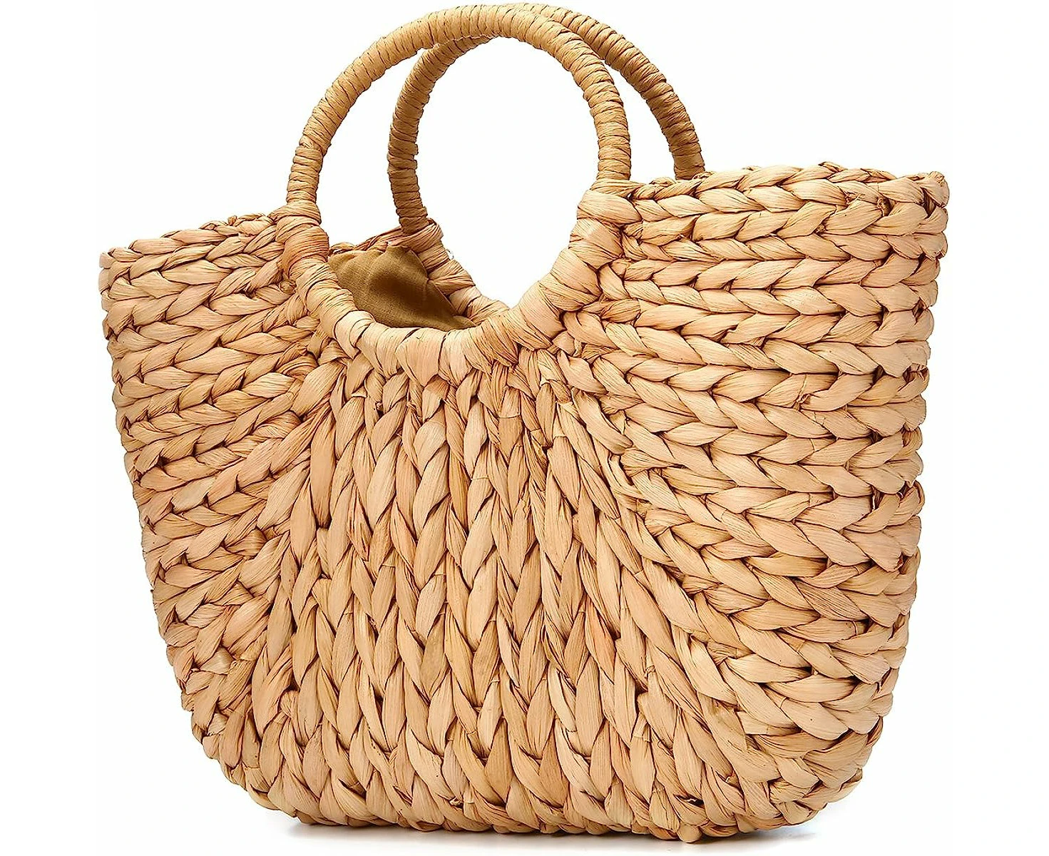 Women'S Beach Bag, Straw Shopping Bag - Attractive Khaki Shoulder Bag For Summer - All-Purpose Tote With Drawstring