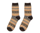 aerkesd 1 Pair Unisex Socks Ethnic Style Warm Men Women Color Block Knitting Socks for Daily Wear-Coffee - Coffee