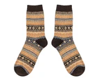 aerkesd 1 Pair Unisex Socks Ethnic Style Warm Men Women Color Block Knitting Socks for Daily Wear-Coffee - Coffee