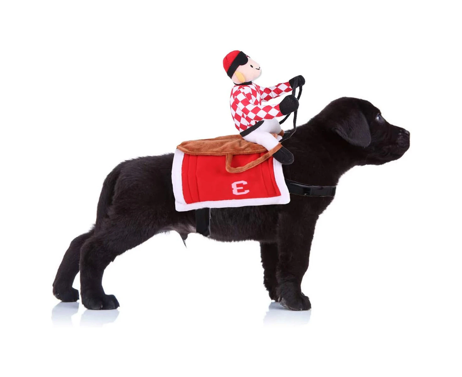 Halloween Dog Jockey Pet Horse Race Costume Cat Funny Clothes for Halloween Party Cosplay(Red),M