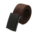 Unisex Casual Solid Color Webbing Canvas Waist Belt Automatic Buckle Waistband Khaki