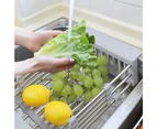 Adjustable Sink Drain Basket Dish Drying Rack Stainless Steel Kitchen Organizer - Gray,Small