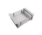 Adjustable Sink Drain Basket Dish Drying Rack Stainless Steel Kitchen Organizer - Gray,Small