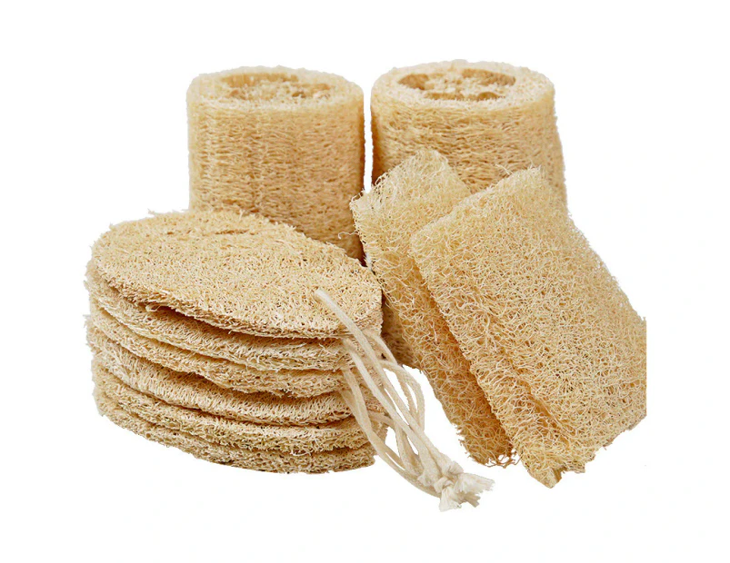 4Pcs Organic Natural Loofah Sponge, Unbleached Luffa Eco-Friendly Shower Exfoliating Scrubber For Adults Body Deep Clean And Skin Care In Spa Bath