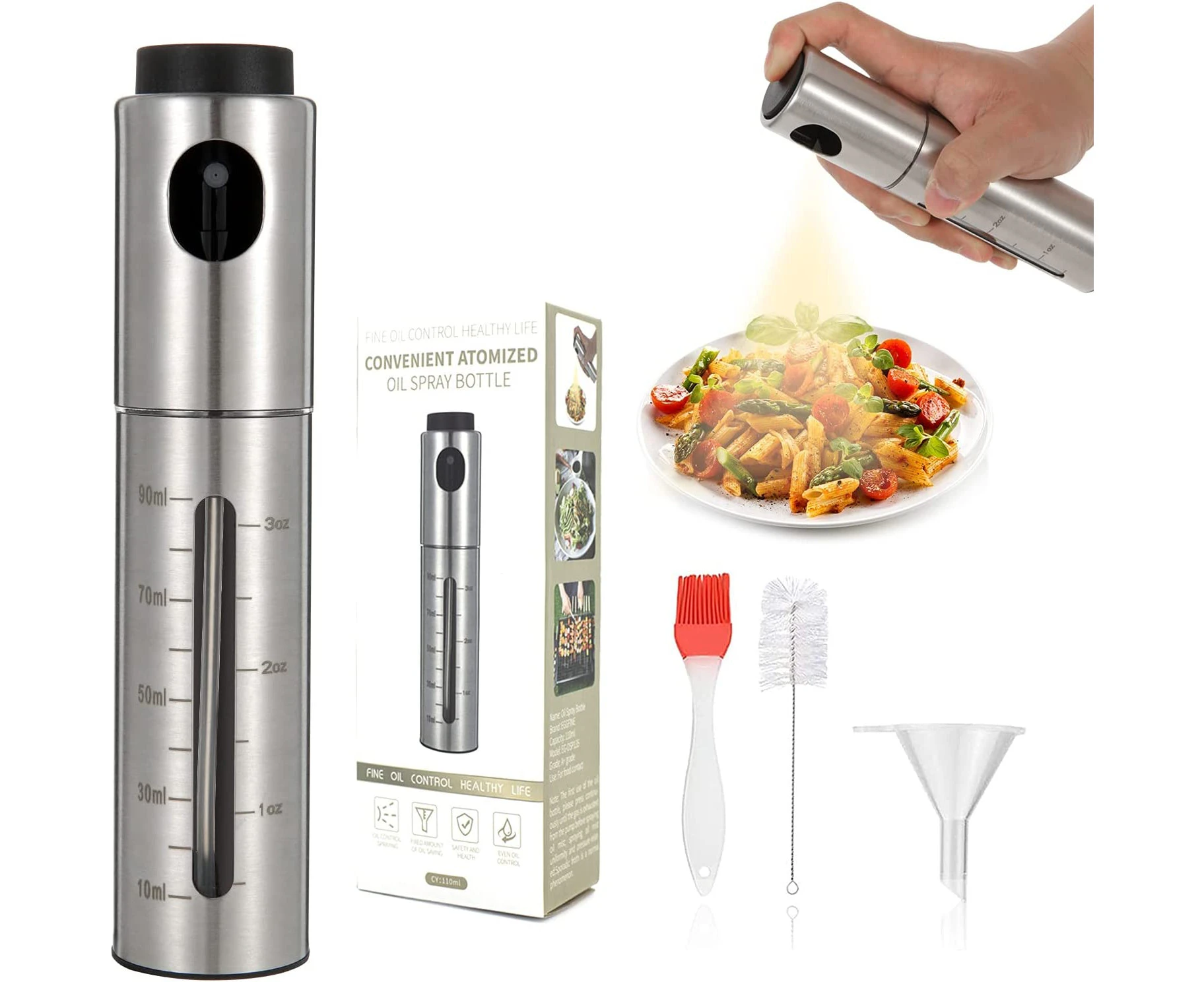 Cooking Oil Sprayer, Mister Olive Oil Sprayer For Air Fryer, Bbq, Vinegar, Grilling, Stainless Steel