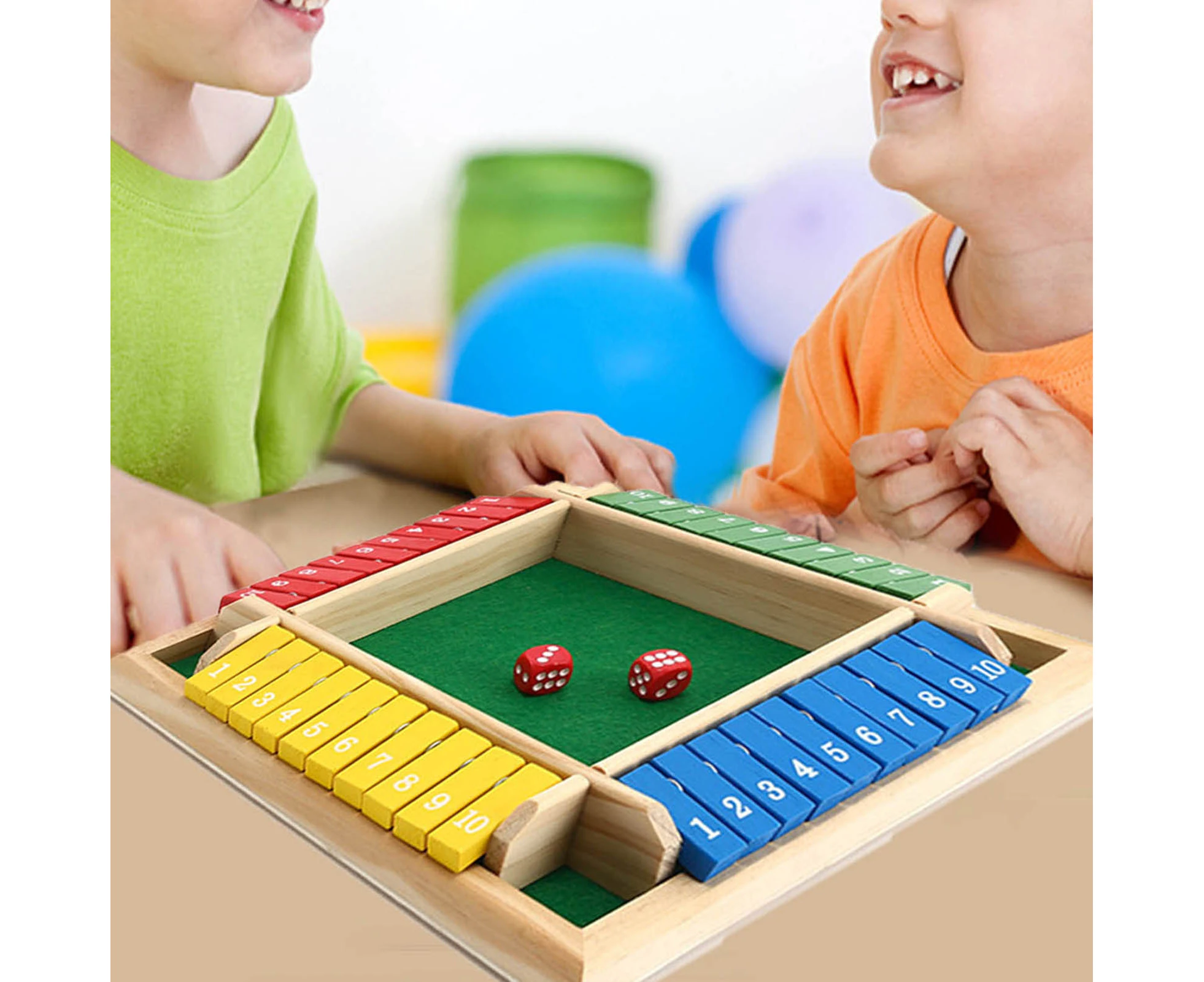 Number Shut Game Interesting Interactive Funny Four Sided 10 Numbers Shut The Box Board Game for Home-Multicolor