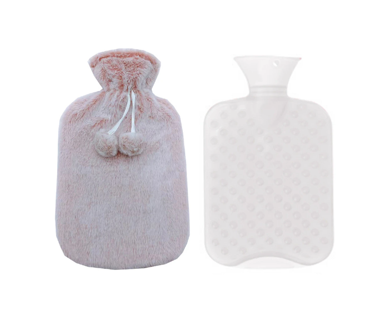 Hot Water Bottle (2 Liter), for Pain Relief, Menstrual Cramps, Neck and Shoulders, Hot Cold Therapy,pink white