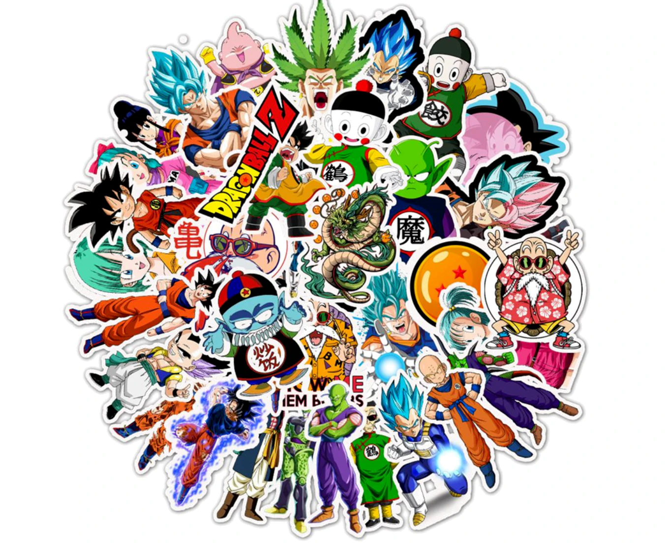 50pcs Dragon Ball Z Characters Vinyl Decal Stickers Waterproof Laptop Skateboard