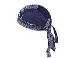Cotton Men Women Pirates Cycling Cap Bike Headband Hat Bandana Headcloth - Navy Blue